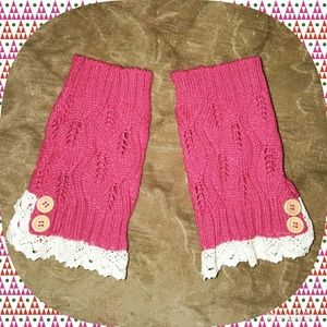 🎉 Pink Knit Lace Boot Covers Leg Warmers